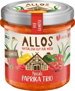 ZELENINOVÁ PASTA S TROMI DRUHMI PAPRÍK BIO 135g - ALLOS