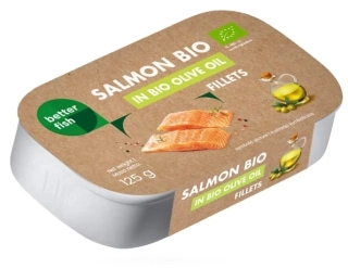 ATLANTICKÝ LOSOS V EXTRA PANENSKOM BIO OLIVOVOM OLEJI 125g - BETTER FISH